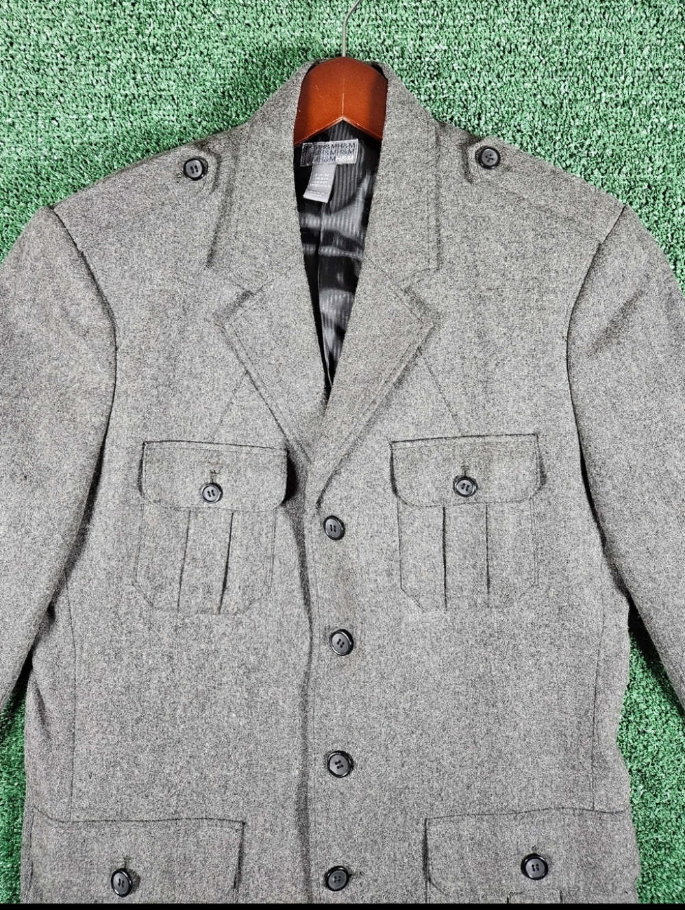 H&M Gray Wool Blend Field Jacket / Mens Size US 42R / Color - Dark Gray - Picture 5 of 12